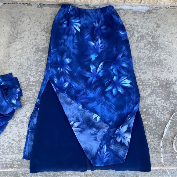 Vintage Cartise Int’l Blue Floral Skirt Set - Picture 9 of 13